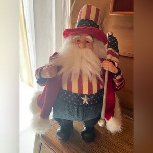 Festive Americana Santa Claus with Flag